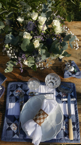 Wedding inspiration table by the ocean in blue skies