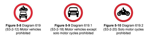 diagram 619 no motorised vehicles UK road sign