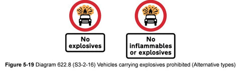 no explosive material road sign UK diagram 622.8
