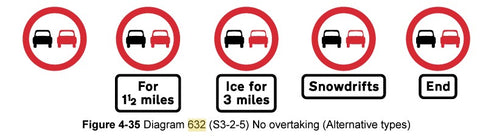 no overtaking sign variations UK 632