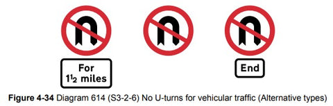 no uturn allowed road sign uk 614