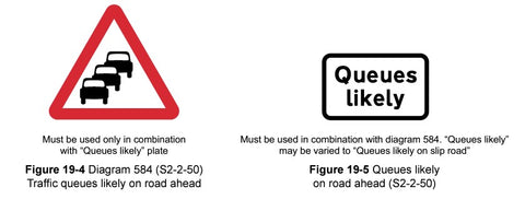 queues likely ahead traffic jam ahead sign 584