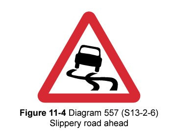 slippery road ahead 557 diagram