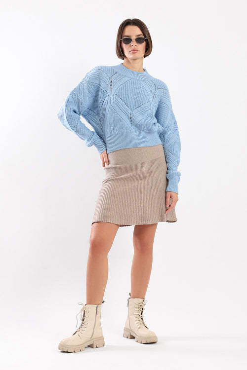 FUZZY KNIT SWEATER - BLUE