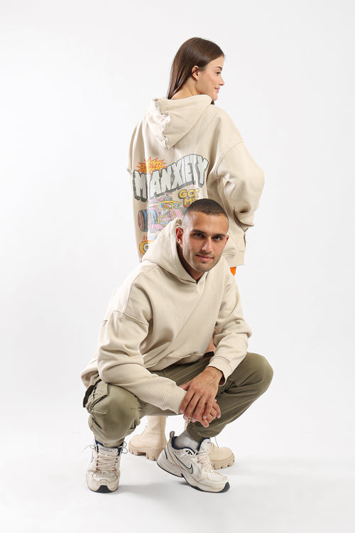 RACING TO CONCLUSIONS HOODIE - BEIGE