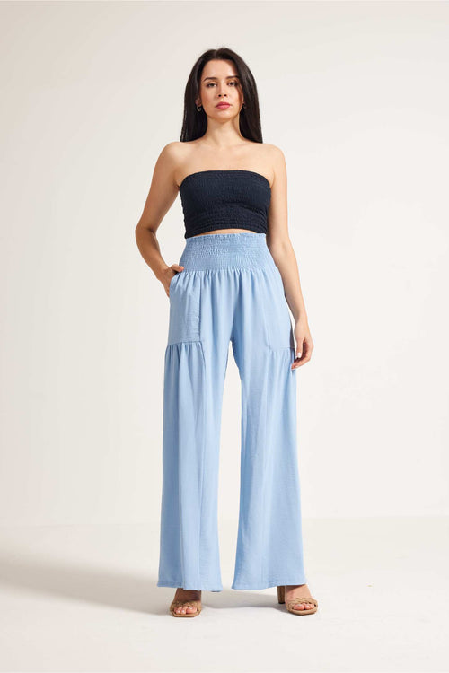 COZY WIDE LEG PANTS - BLUE