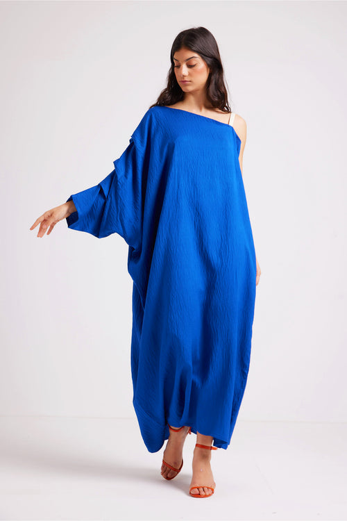 ONE SHOULDER KAFTAN DRESS - ROYAL BLUE