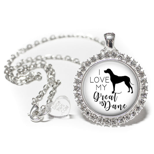 Sterling Silver Great Dane Disc Charm Necklace Pendant Animal Dog:  16460642156595