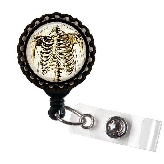 Anatomical Skull Tan and Black Retractable Badge Reel ID Holder – Running  With Scissors Jewelry