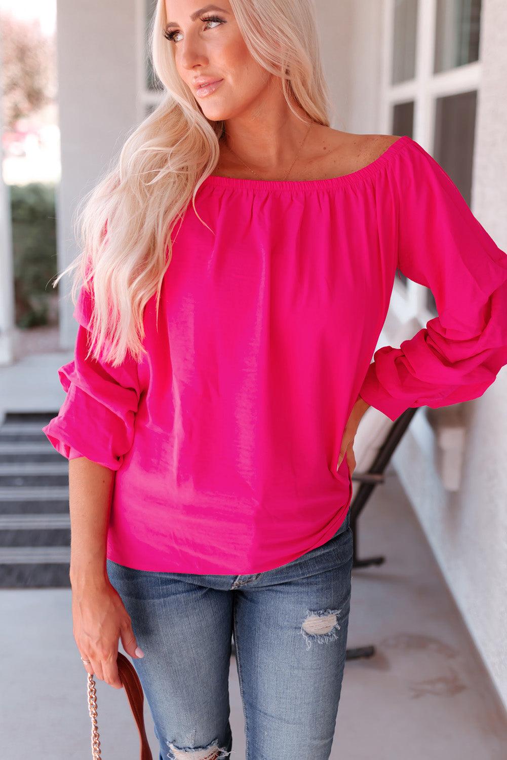 Gathered Detail Off-Shoulder Blouse - Rose / S