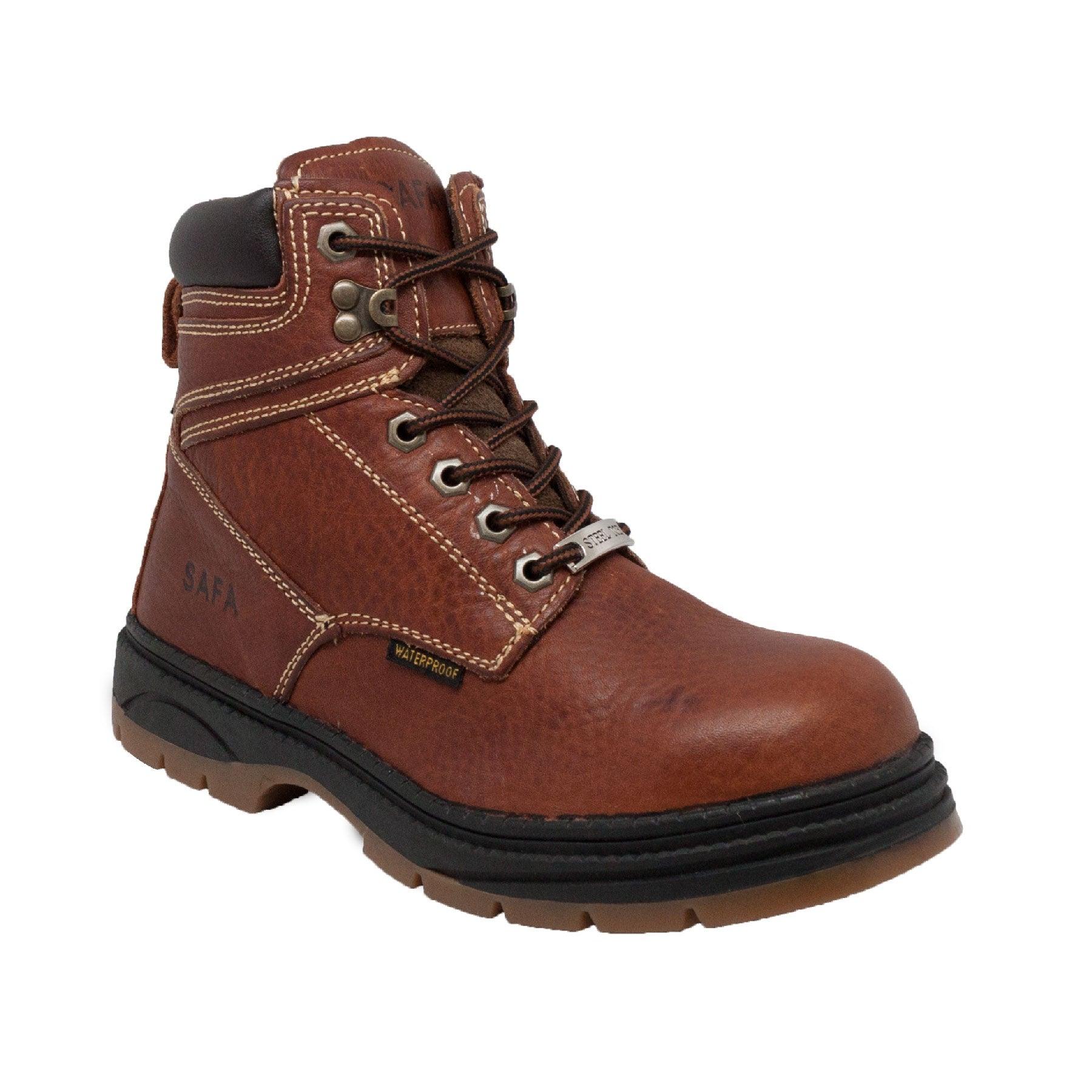 SAFA Mens 6 inch Waterproof Steel Toe Work Boot Dark Brown ...