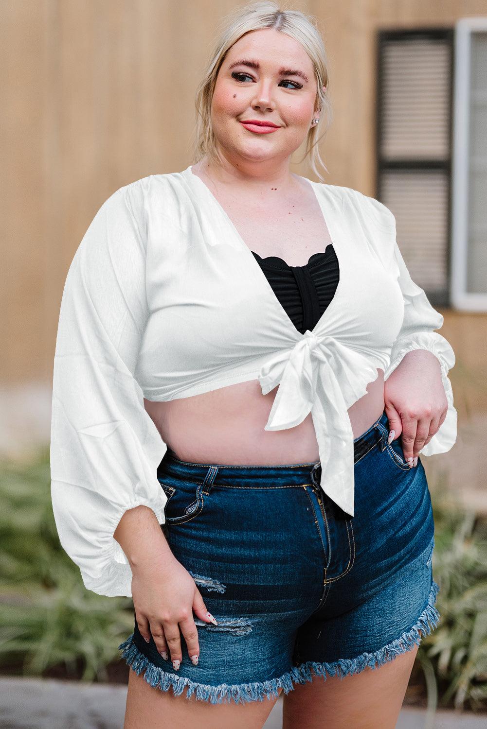 Plus Size Tie Front Crop Top – Flyclothing LLC