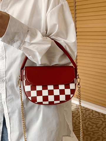 CHECKMATE SINGLE SHOULDER MESSENGER HANDBAG