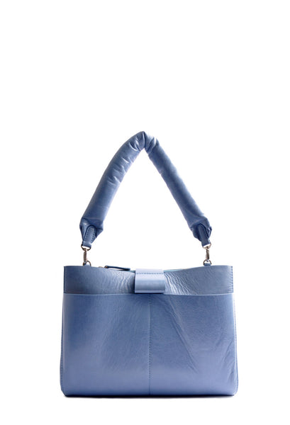 Handcrafted Shopper Bag . Color light blue .  Leatherbag . Handcrafted . OSTWALD Leather Manufactory