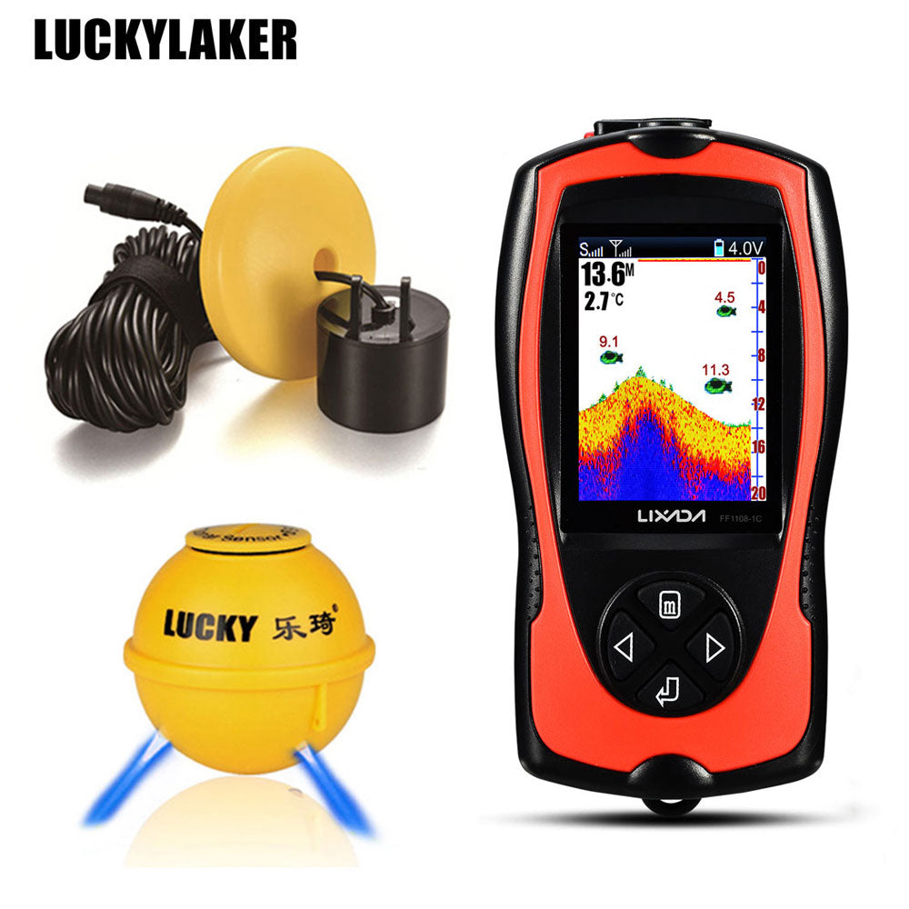  LUCKY Portable Fish Finder,Handheld Waterproof Depth Finder,Wireless  fishfinder for Ice Fishing,Sea Fishing,Bank Fishing,Kayak Fishing,Depth  Finder with Color LCD Screen,Black : Electronics