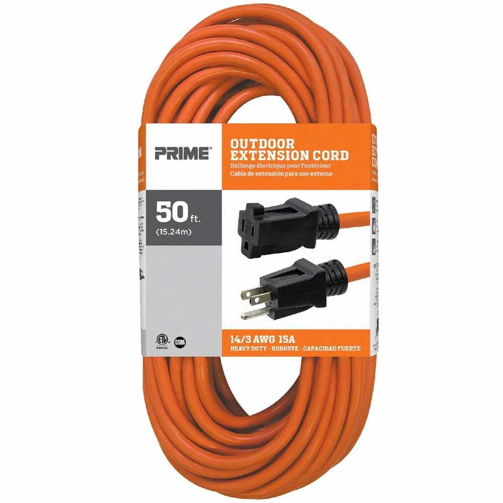 Prime EC501630 50' 16/3 SJTW Orange Extension Cord