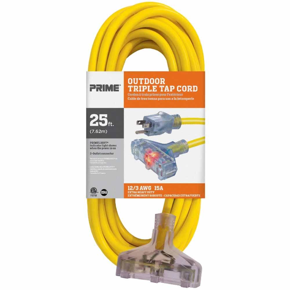 Prime Wire And Cable CR211625 25-Feet 3-Outlet Retractable Metal Cord Reel  - Bees Lighting