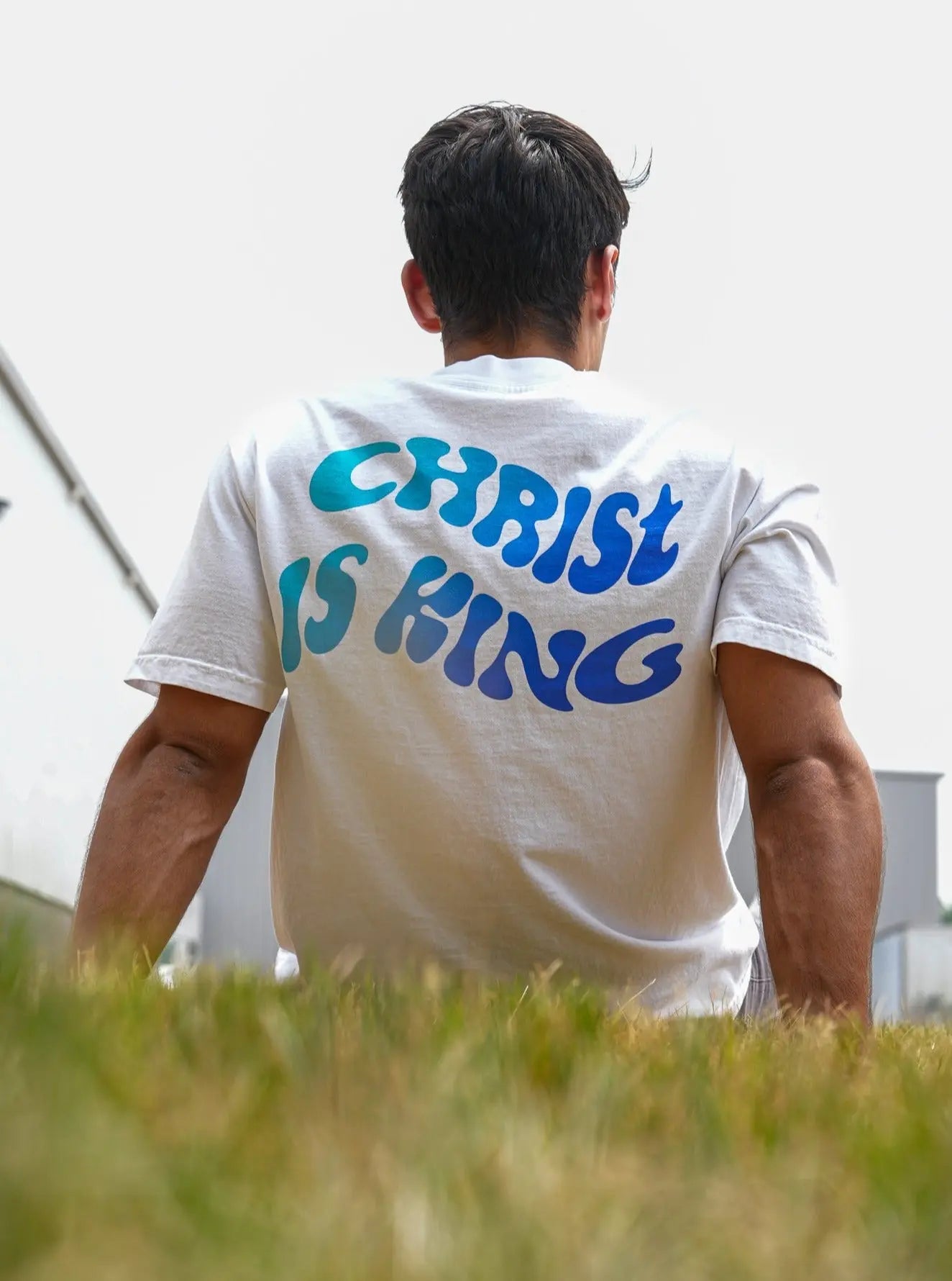 Christ Is King Tee - White/Blue HolStrength