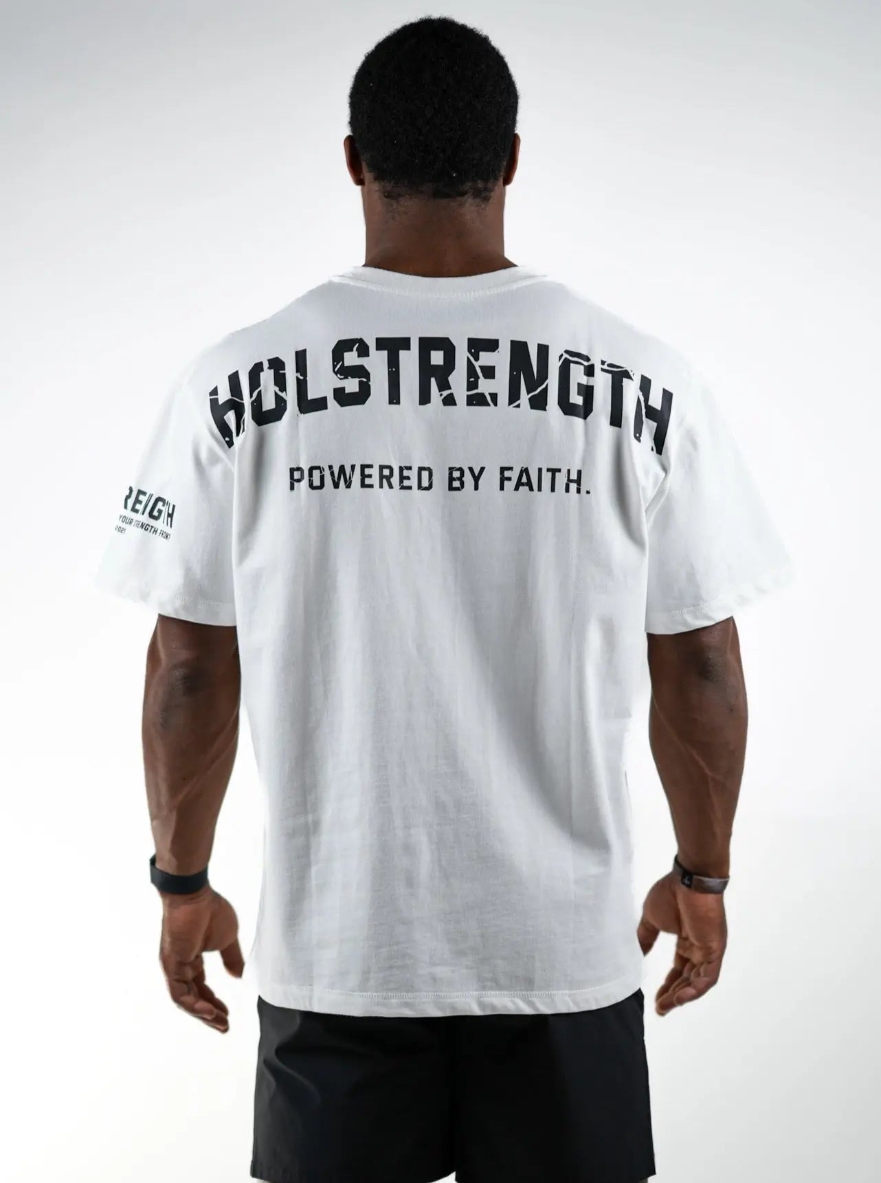 Powered By Faith Oversized Tee - White HolStrength