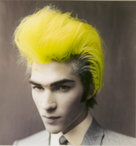 AI art image made by Midjourney using prompts "Lemon with Elvis Hair Detailed Polaroid"