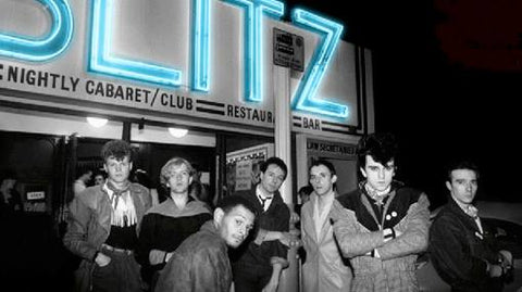 The New Romantics band VISAGE out the front of Blitz Club near Holborn, London