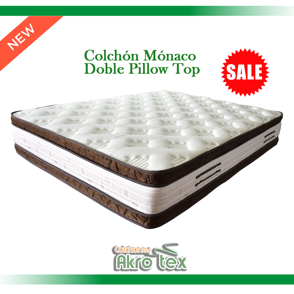 Combo120x190 Colchón +Base Cama Doble Pillow Mónaco – Akro Tex Colchones