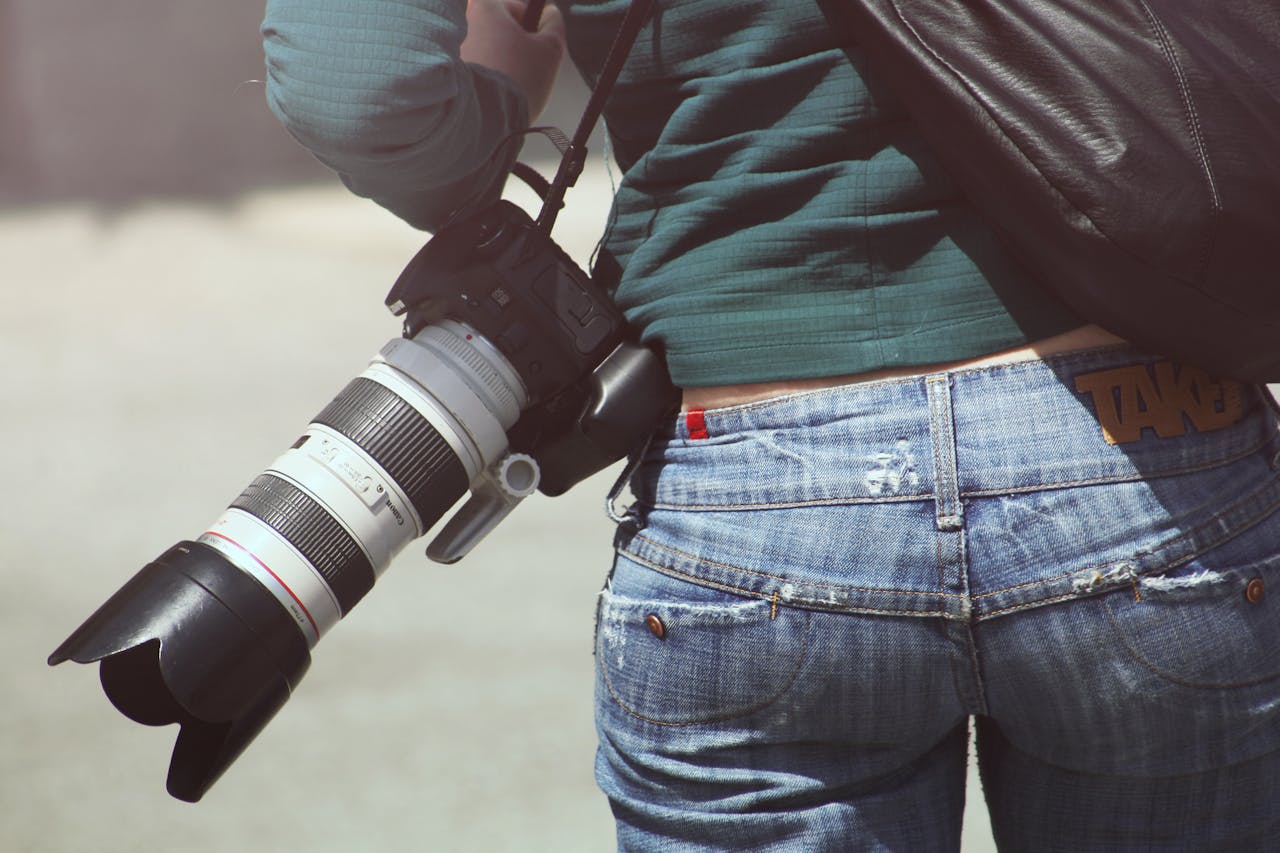 DSLR with telephoto lens