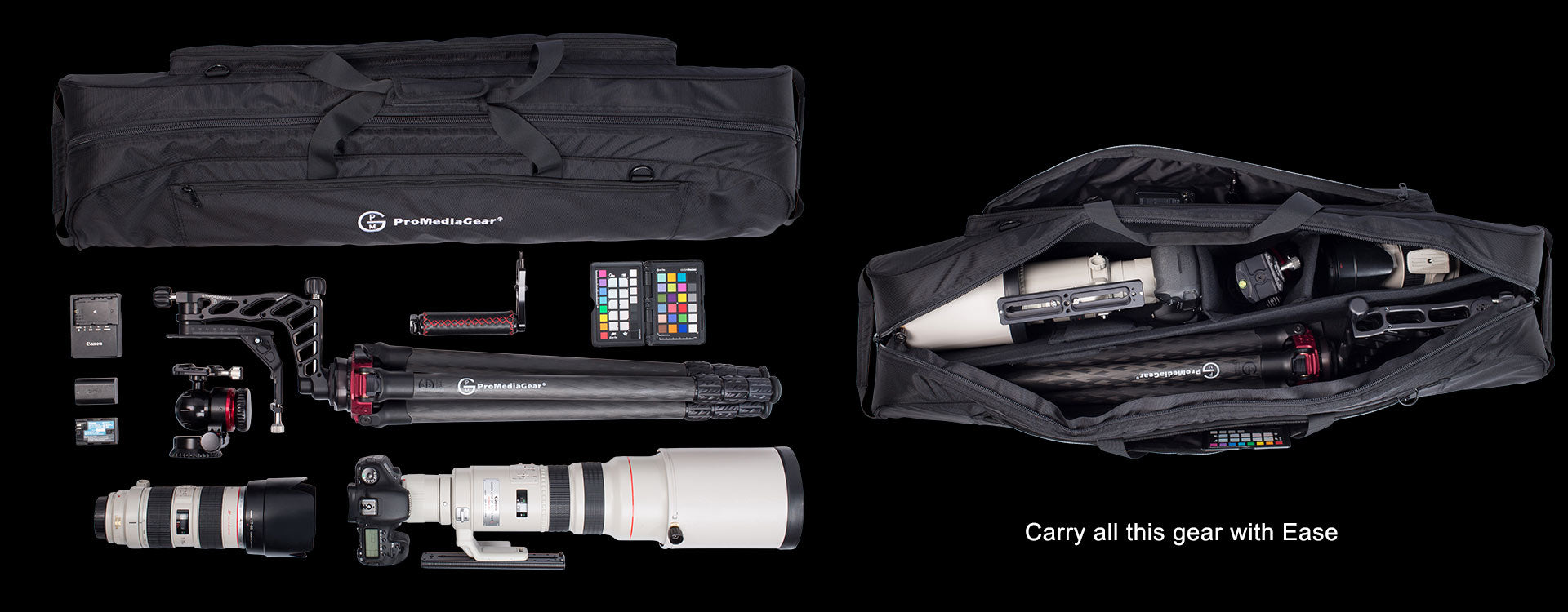 Adjustable Dividers in Bag Let you carry bag with Ball head or Gimbal Attached to Tripod