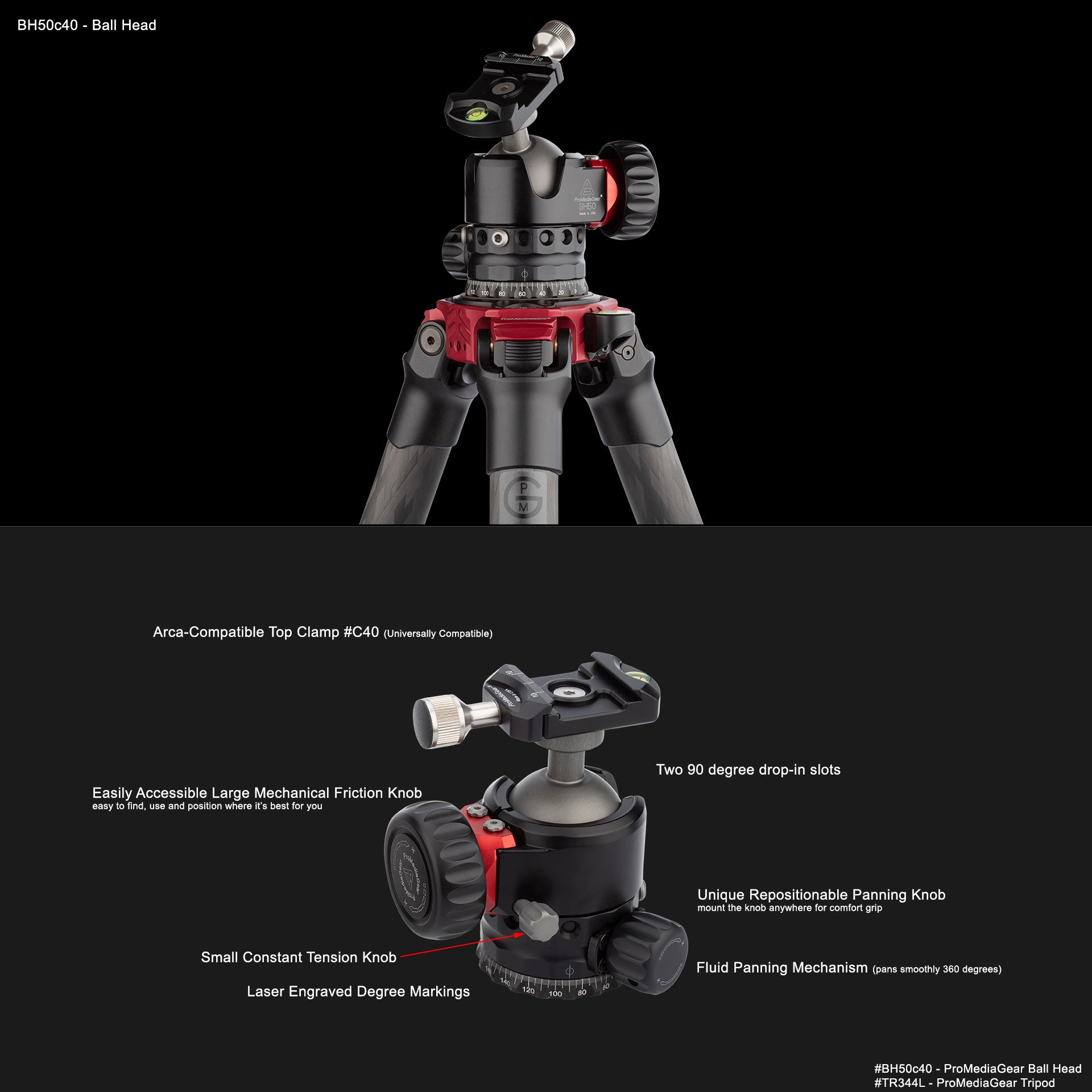 BH50C40 50mm Professional Ball Head for Mirrorless and DSLR