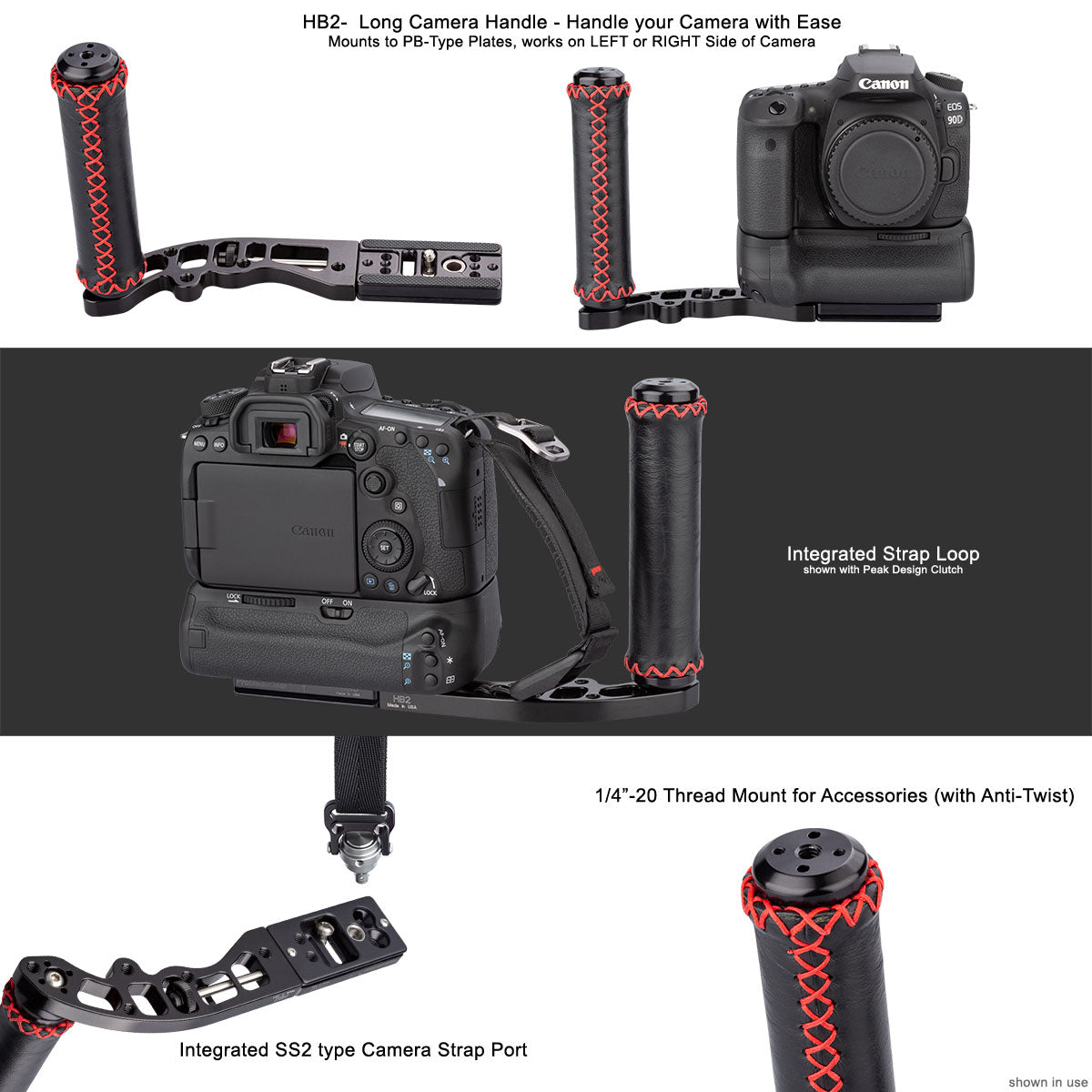 Camera Handle for DSLR and Mirrorless Cameras, Works with Canon, Sony, Nikon and Long Lenses