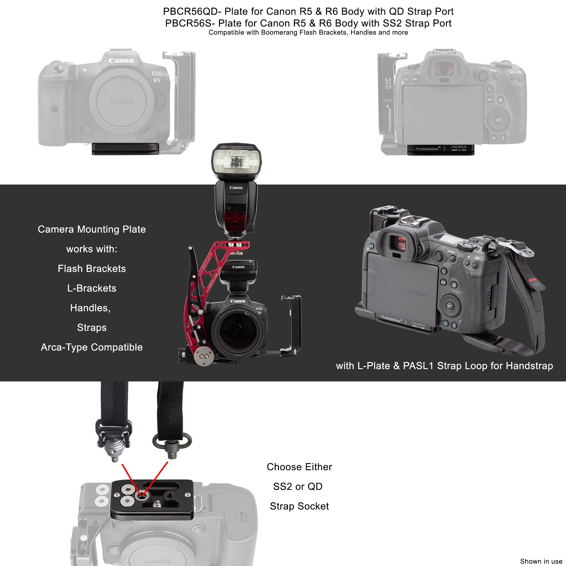 Plate for Canon R5 and R6, and for L-Brackets Arca-Swiss type