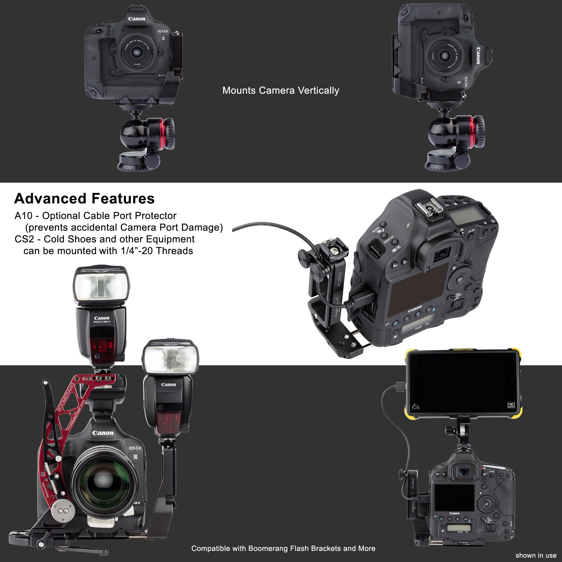 L-Bracket for Canon 1Dx Mark I and II
