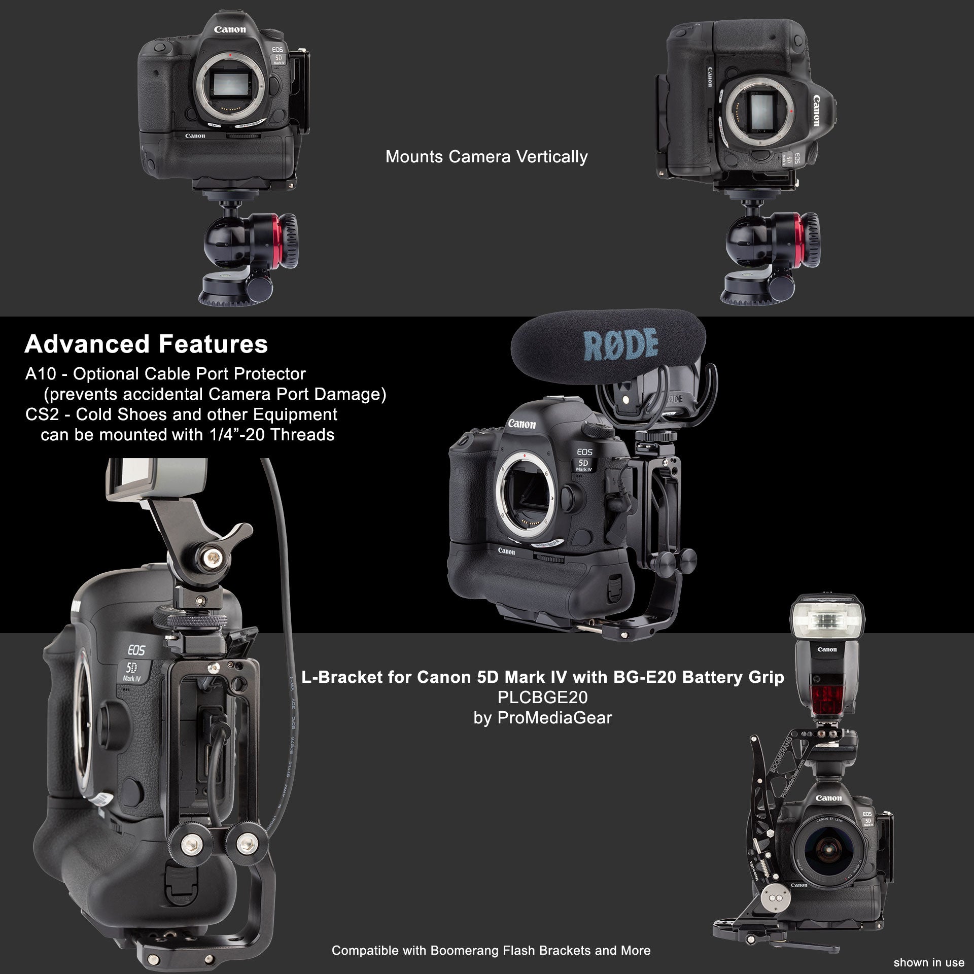 L-Bracket for Canon 5D mark IV with BG-E20 Battery Grip