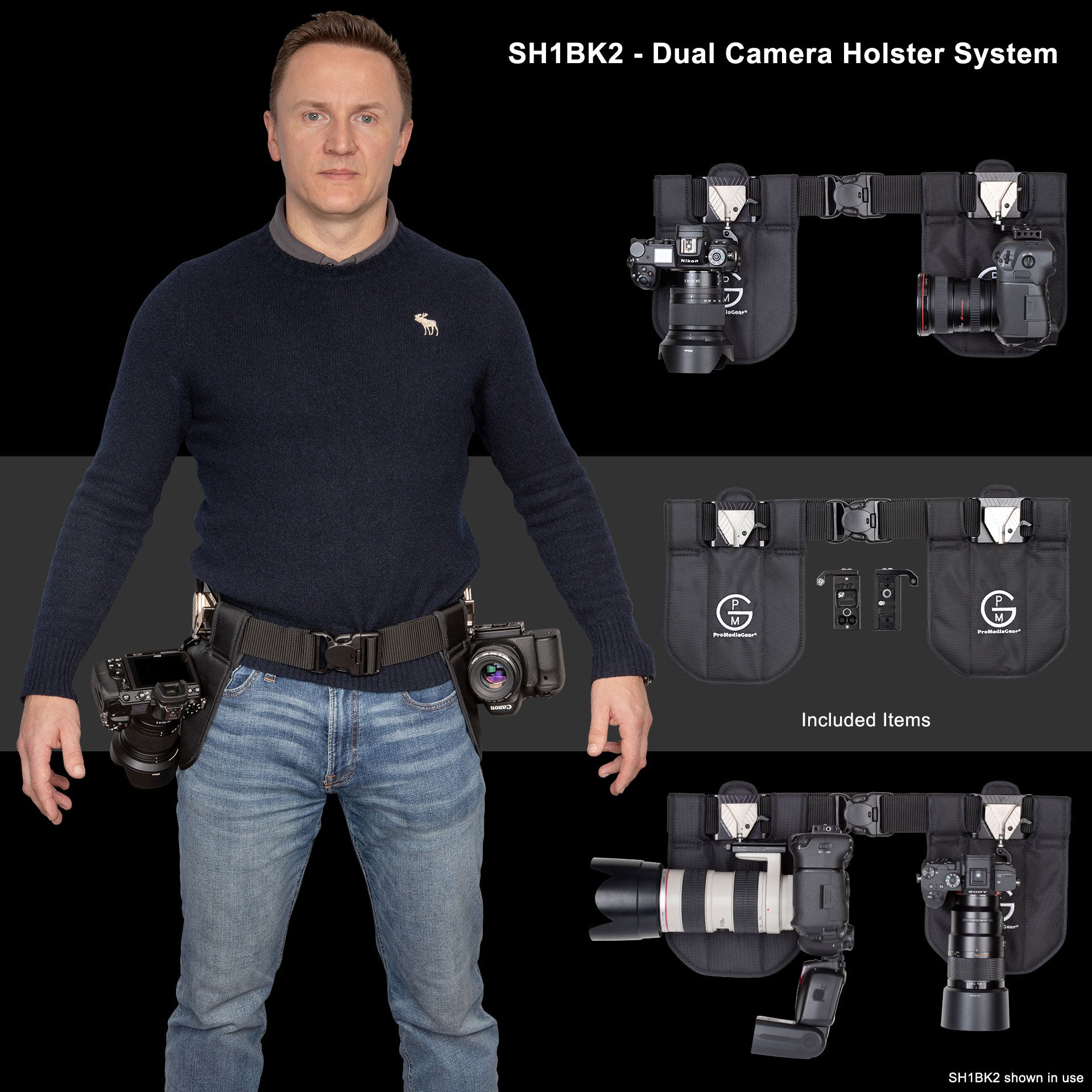 SH1BK2 Dual Camera Belt Holster