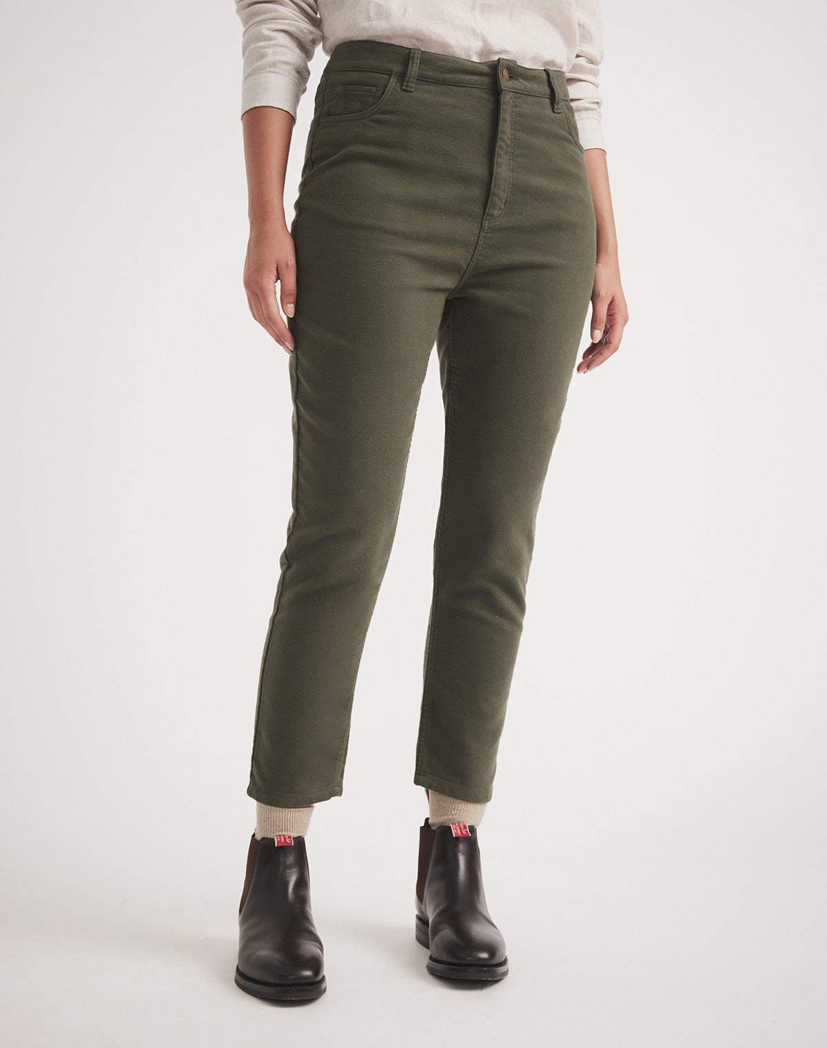 Perrie Moleskin Jean - High Rise Tapered Leg | RB Sellars