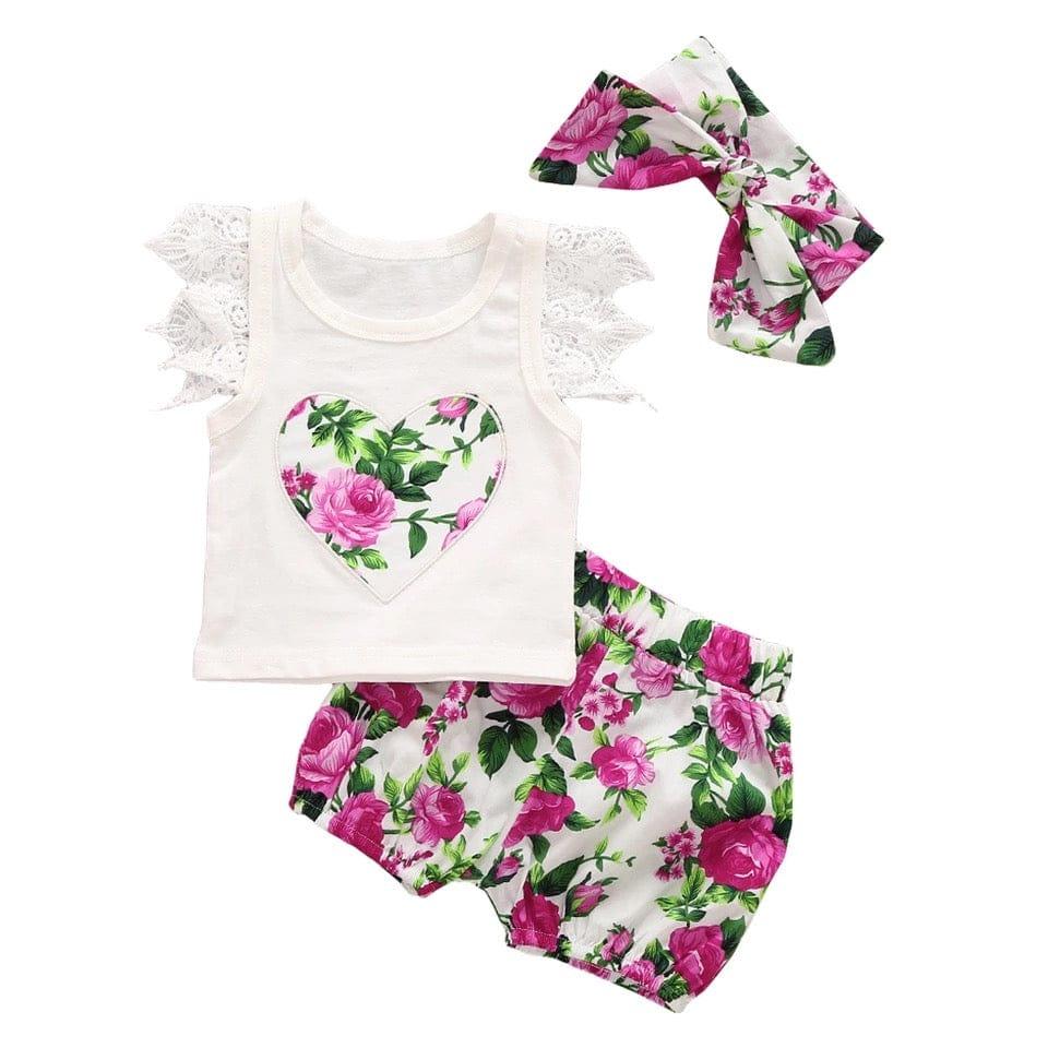 Baby Girls Toddler Floral Tops Bloomer Headband Outfit - VS - Trust The Journey.