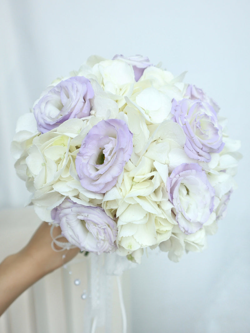 Make Your Wedding Day Special With Our Hydrangea And Eustoma Bridal Bouquet  - Don'T Wait | White Dew Flower