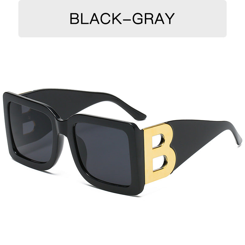 women's Retro B-shaped Sunglasses large frame square men's trend Sunglasses personalized Sunglasses