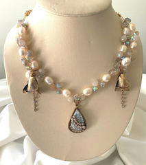 Pearl and Druzy Beaded Necklace