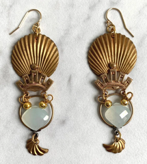 Brass and Gemstone Dangle Earrings