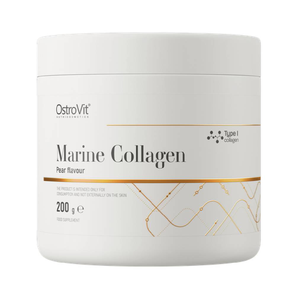 supliment pe baza de alge marine rosii Marine Collagen, 200g, pudra cu gust autentic, Ostrovit, Supliment alimentar pe baza de colagen marin - Nutriland Pear