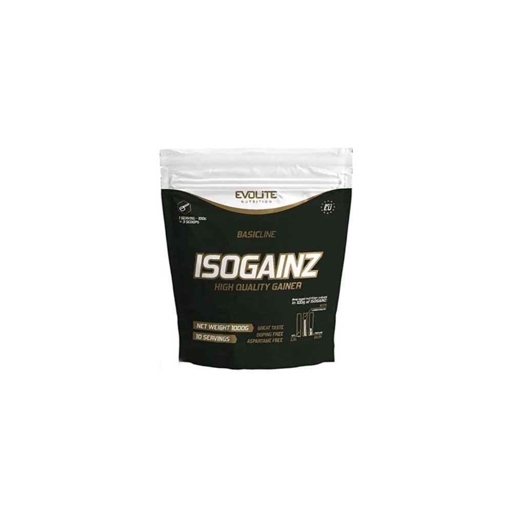 shake uri proteice pentru masa musculara Isogainz 1kg, pudra, Evolite, Mix pentru crestere masa musculara - Nutriland Coconut