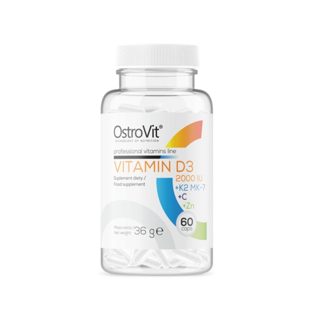 immuno c with zinc and vitamin d3 Vitamin D3 2000IU + K2 MK-7 +Vitamin C + Zinc 60 capsule, Ostrovit, Supliment alimentar pentru oase, dinti, piele - Nutriland