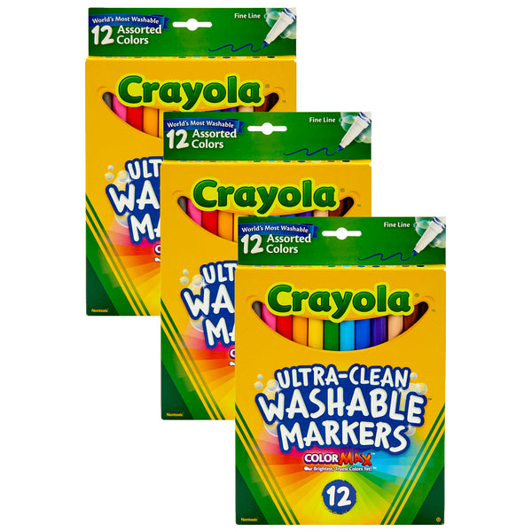 Crayola Ultra-Clean Washable Markers, Wedge Tip, 8 Per Box, 6 Boxes