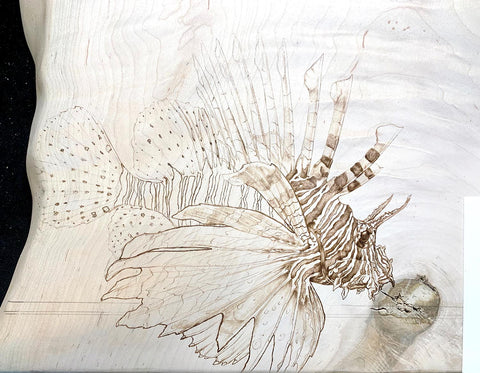 BlueGabe lionfish cutting board by Mokie Burns