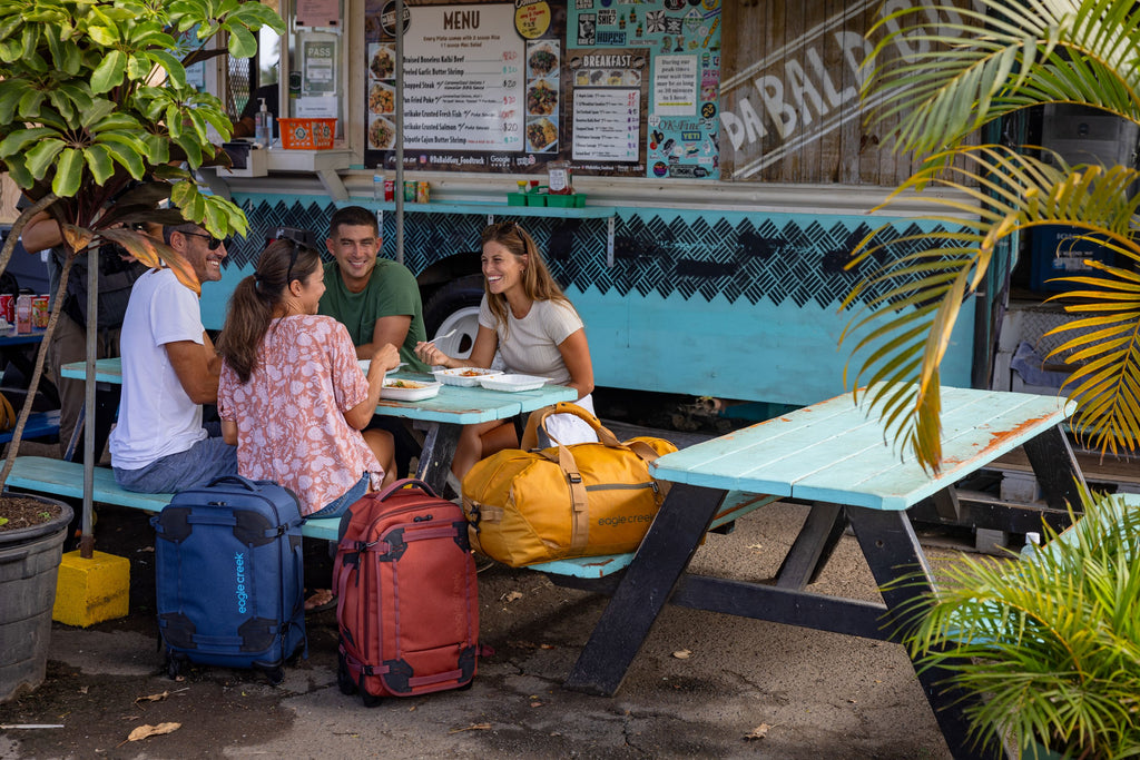 Friends enjoying a food truck in Hawaii