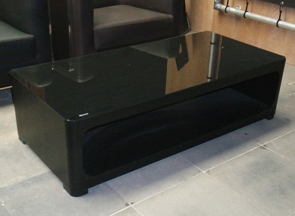 Onderscheiden kat rechter Zwarte houten salon tafel met glazen blad – UIT CHINA