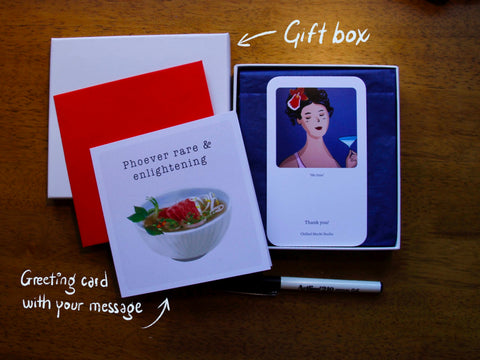 Giftbox and hand written greeting card that you can add on to the order 