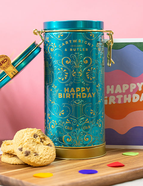 Happy Birthday Musical Tin - Choc Chunks Biscuits