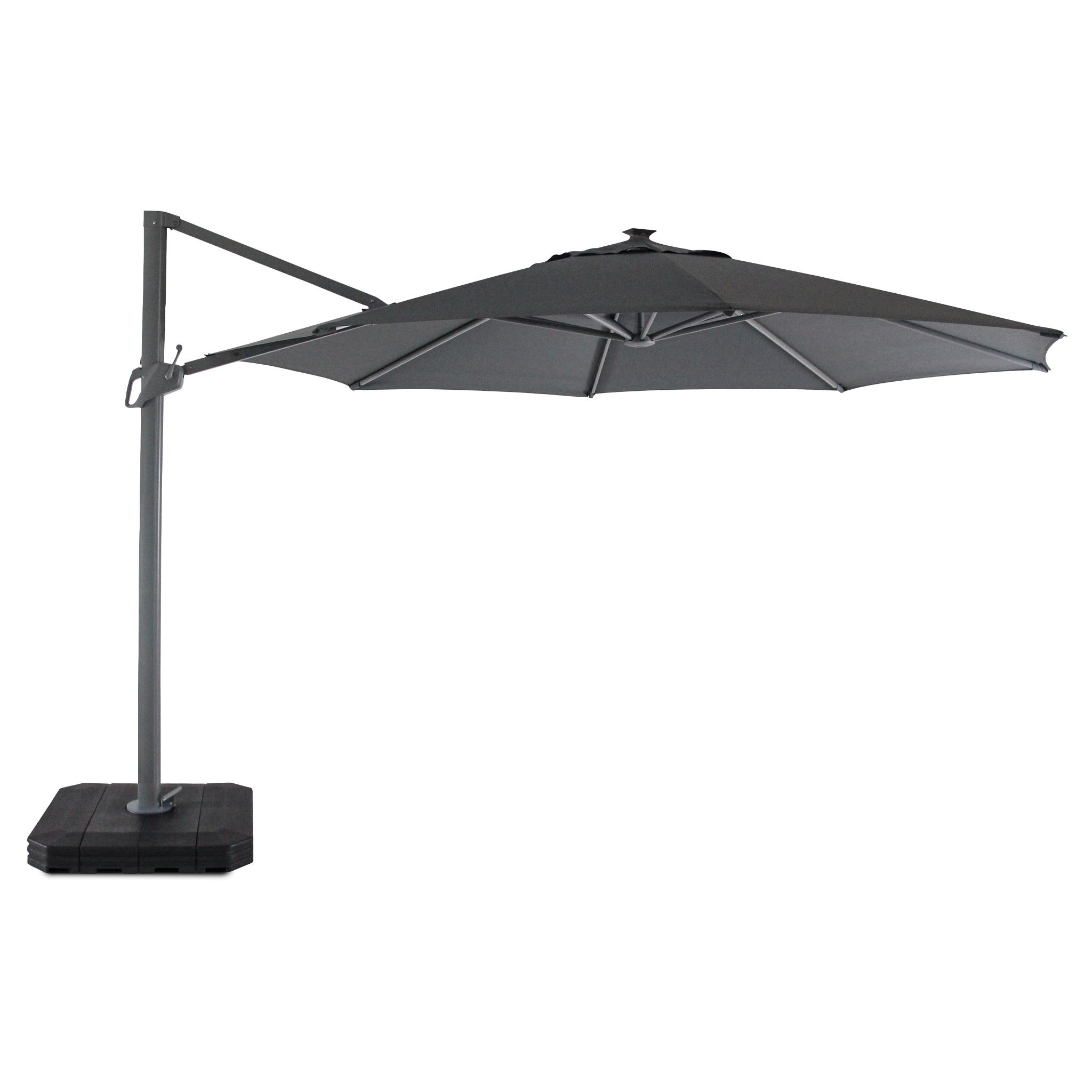 Ares 3.5m Round - Cantilever Parasol With LED Lights - Charcoal